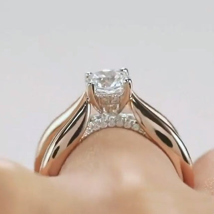 Women’s Geometric Alloy Fashion Ring – Rose Gold & Gold