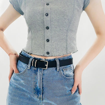 Alloy PU All-Match Fashion Waist Belt with Pin Buckle