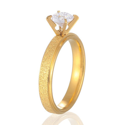 Titanium Steel Gold Couple Rings with Diamond Accent – Set of 2