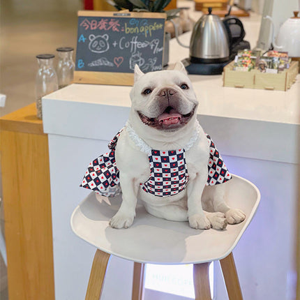 Princess-Style Black and White Checkerboard Skirt for Pets