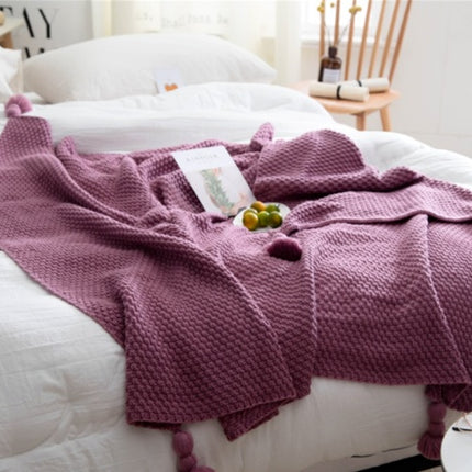 Nordic Knit Fringe Throw Blanket – Soft Acrylic Wool-Style Sofa & Shawl Blanket