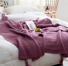 Nordic Knit Fringe Throw Blanket – Soft Acrylic Wool-Style Sofa & Shawl Blanket