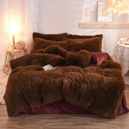 Luxury Thick Fleece Bedding Set – Warm Plush Winter Duvet Cover Set with Bed Sheet & Pillowcases