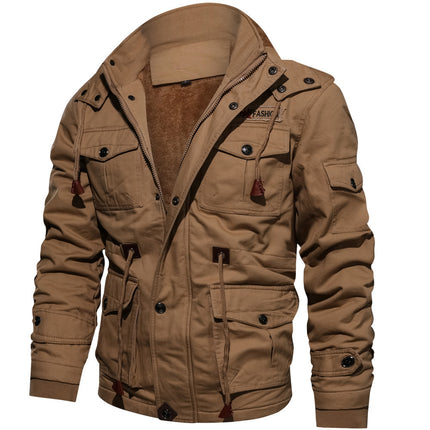 Men’s Casual Ribbed Hem Polyester Jacket – Medium-Length Leisure Outerwear
