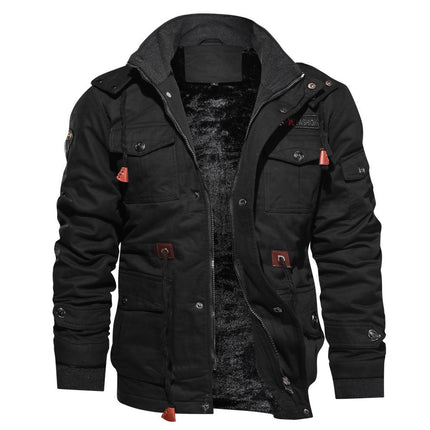 Men’s Casual Ribbed Hem Polyester Jacket – Medium-Length Leisure Outerwear