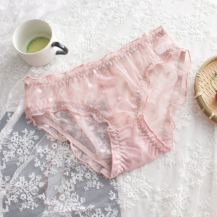 Breathable Hollow Design Briefs with Bow and Ribbon Detail