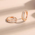 925 Silver Diamond Treatment Earrings in White and Rose Gold