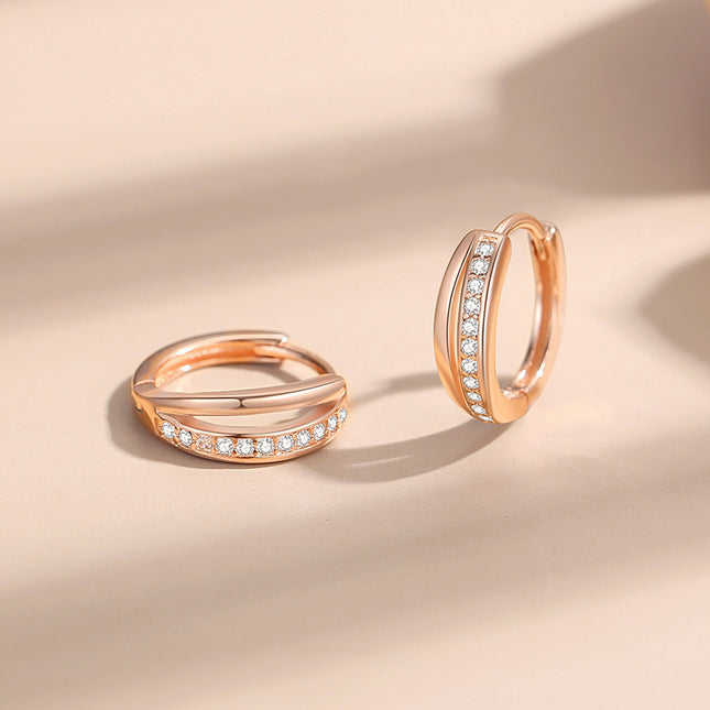 925 Silver Diamond Treatment Earrings in White and Rose Gold