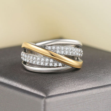Women's Geometric Zircon Ring – European & American Style