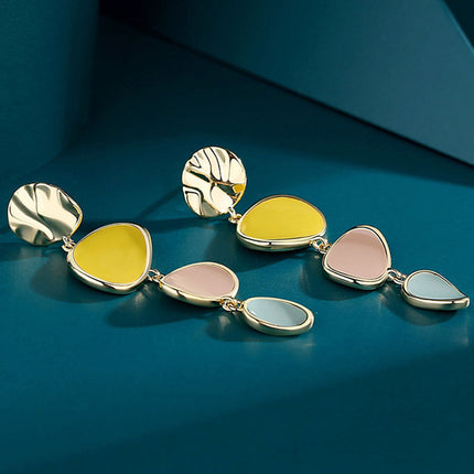 Morandi Three-Color Oil Drip Disc Earrings – Fresh Style