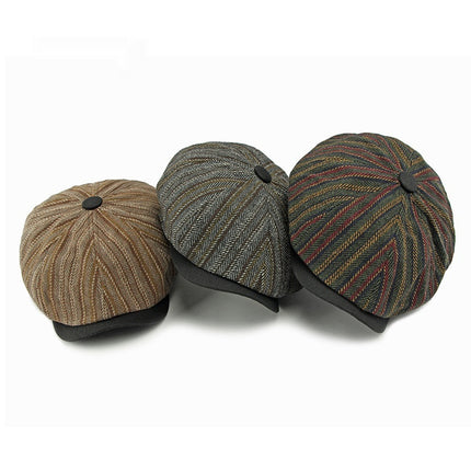 Unisex Retro Stripe Wool Beret Hat