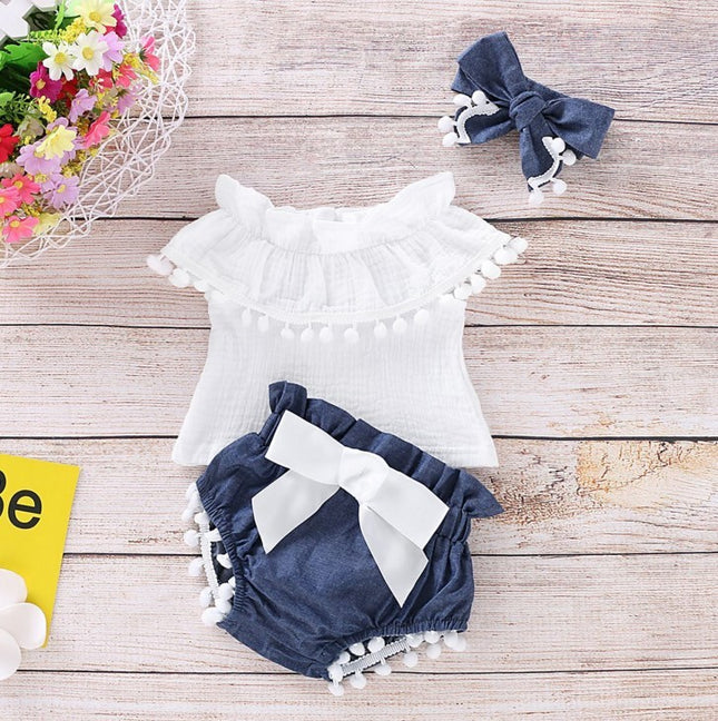 Girls' Cotton Sleeveless Top & Pants Set