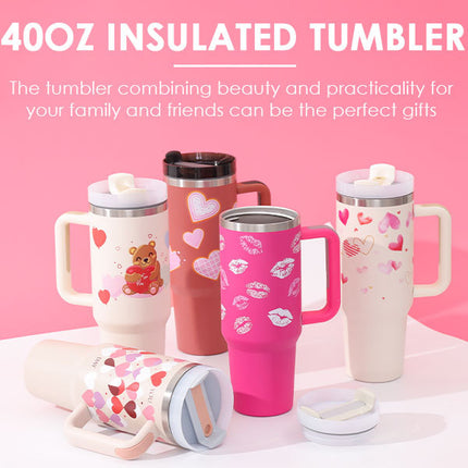 40oz Insulated Tumbler with Handle, Straw & Spill-Proof Lid
