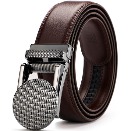 Two-Layer Cowhide Patent Leather Belt with Automatic Alloy Buckle