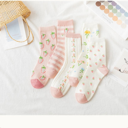 Autumn Fruit-Themed Cotton Socks