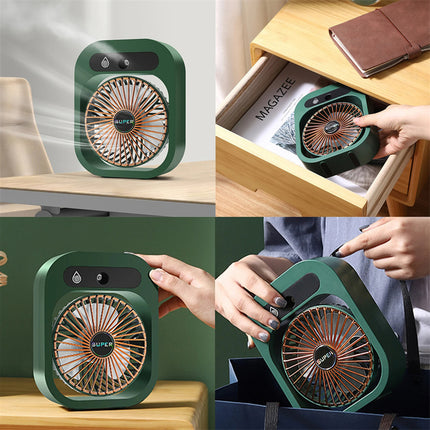 USB Rechargeable Portable Desk Misting Fan with 3-Speed Cooling & Humidifier