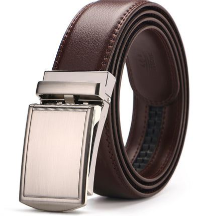 Two-Layer Cowhide Patent Leather Belt with Automatic Alloy Buckle