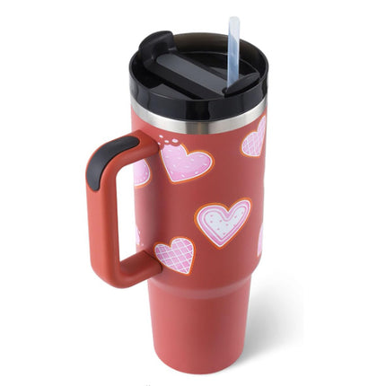 40oz Insulated Tumbler with Handle, Straw & Spill-Proof Lid