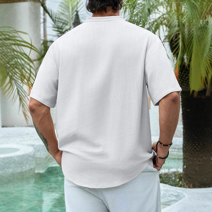 Men’s Summer Viscose Solid Color Short Sleeve Pullover