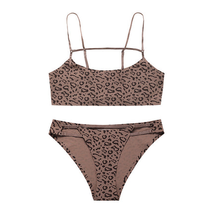 Women’s Sexy Leopard Print Seamless Lingerie Set