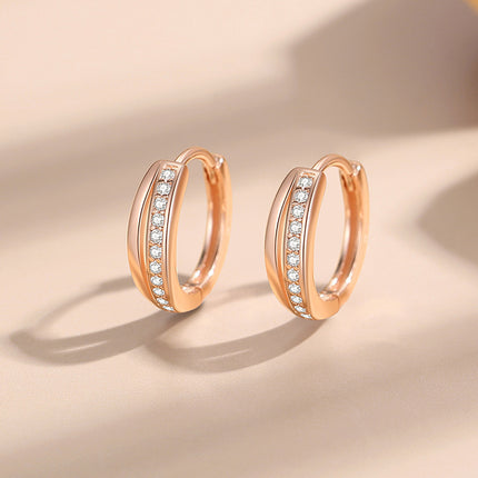 925 Silver Diamond Treatment Earrings in White and Rose Gold