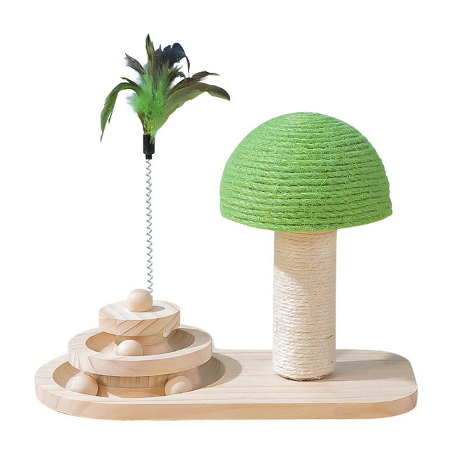 Wooden Cat Turntable Ball Toy – Interactive Rolling Ball Tower for Indoor Cats