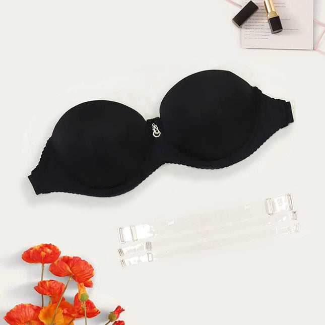 Detachable Strap Bra with Steel Ring and Top Thin Bottom Thick Mold Cup