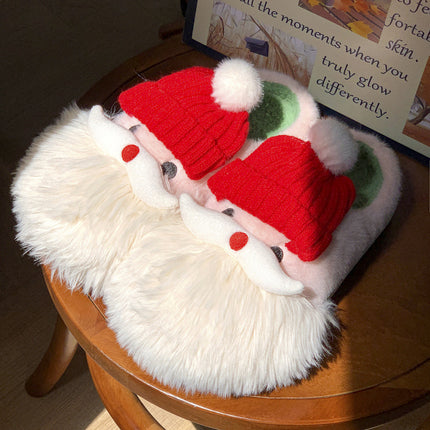 Santa Claus Plush Winter Slippers – Thick EVA Sole Cozy Christmas Indoor Shoes (Unisex)