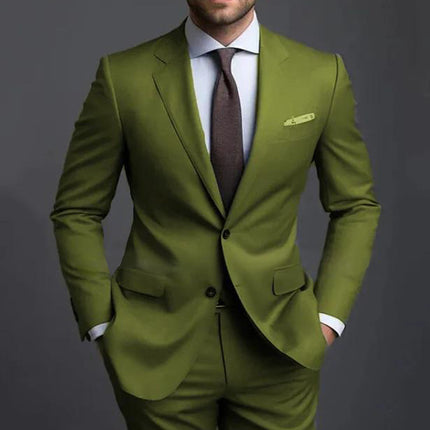 Men’s Slim Fit Two-Piece Suit Set – Jacket & Trousers