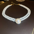 Double Layer White Imitation Pearl Necklace