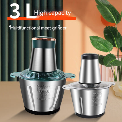 2L Stainless Steel Electric Meat Grinder – 300W Fully Automatic for Home Use (4–5 People)
