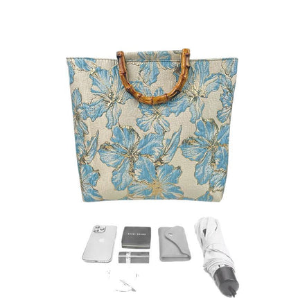 Canvas Double-Strap Horizontal Square Bag