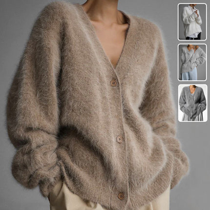 Women’s Loose Fit Long Sleeve Coat – Casual Stitching Polyester Outerwear