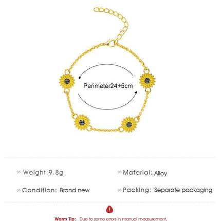 Retro Alloy Sunflower Anklet – Geometric Gift for Women