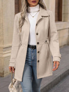Women’s Medium-Length Commuter Coat – Elegant Polyester Temperament Jacket