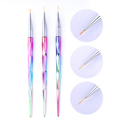 3 Pcs Nail Art Gel Drawing Brush Set – Detailing Tools for Gel Nail Polish