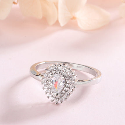 Silver Rhinestone Geometric Ring