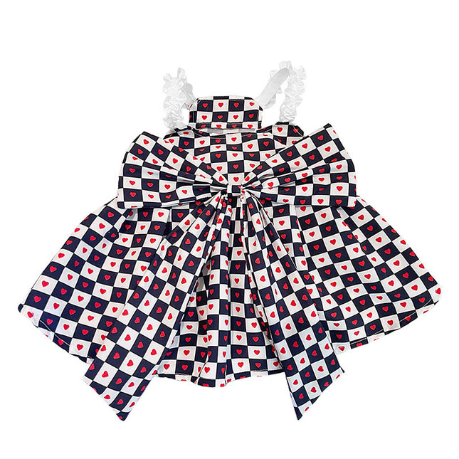 Princess-Style Black and White Checkerboard Skirt for Pets