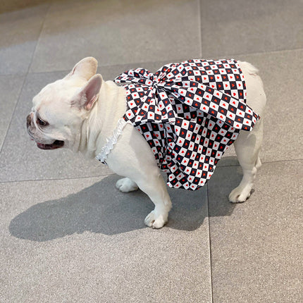 Princess-Style Black and White Checkerboard Skirt for Pets