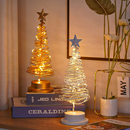 Metal LED Christmas Tree Light – Warm White Tabletop Holiday Decoration