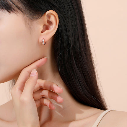 925 Silver Diamond Treatment Earrings in White and Rose Gold