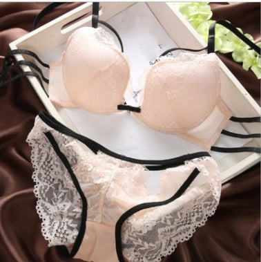 Lace Push-Up Bra & Brief Set – Half Cup with Underwire Support