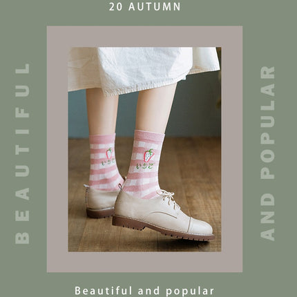 Autumn Fruit-Themed Cotton Socks