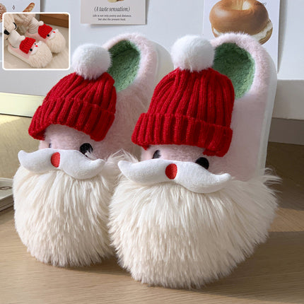 Santa Claus Plush Winter Slippers – Thick EVA Sole Cozy Christmas Indoor Shoes (Unisex)