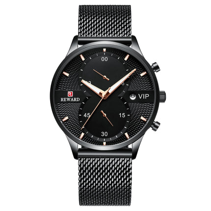 Men’s Business Quartz Watch – 30M Waterproof, Calendar Function, Stainless Steel Strap