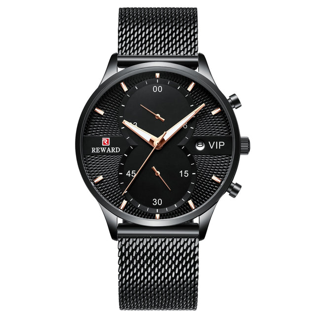 Men’s Business Quartz Watch – 30M Waterproof, Calendar Function, Stainless Steel Strap