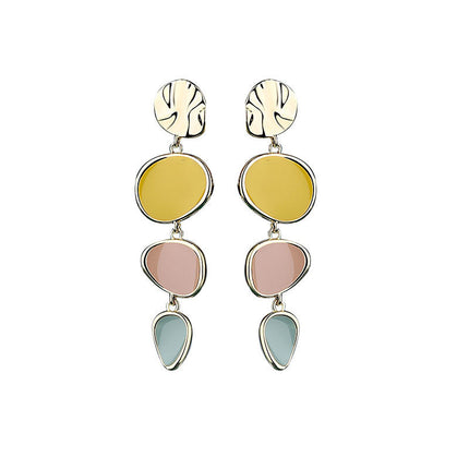 Morandi Three-Color Oil Drip Disc Earrings – Fresh Style