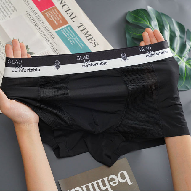 Men’s Ice Silk Knitted Mid-Waist Breathable Underpants