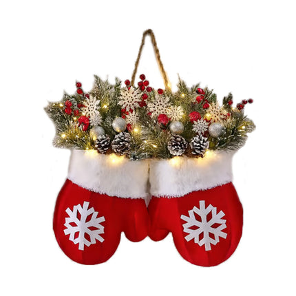 Christmas Gloves Wreath – LED Hanging Door Ornament (Luminous & Non-Luminous Styles)