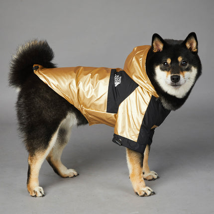 Waterproof Dog Raincoat – Golden Polyester Jacket for Small to Large Dogs